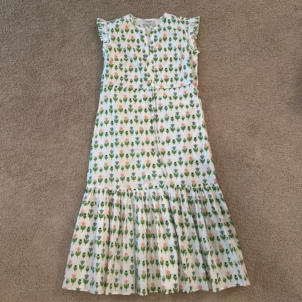 Olivia James the Label Dress Floral Tulip Spring Short Sleeve Ruffle S